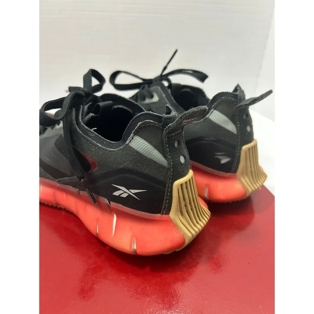 Reebok Solid Zig Kinetica II Running Shoes 7.5 Black Orange Red Techwear Sporty